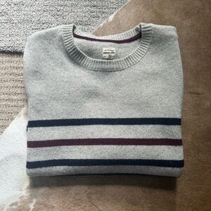 Bridge & Burn Womens Wool Gray Crew Neck Sweater with Stripes